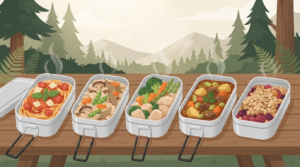 メスティンで作った複数のアレンジ料理が並ぶイメージ