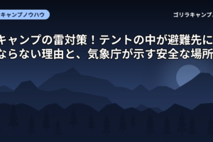 キャンプ場での雷対策と避難先をまとめた記事のアイキャッチ画像
