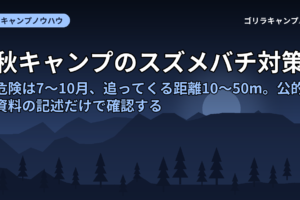 秋キャンプのスズメバチ対策｜危険は7〜10月、追ってくる距離10〜50m。公的資料の記述だけで確認する