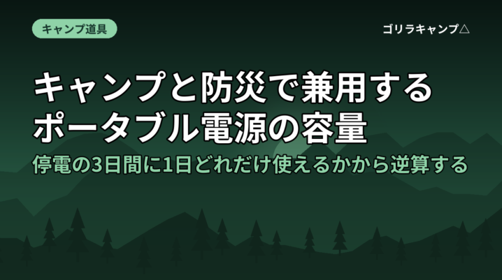 キャンプと防災で兼用するポータブル電源の容量｜停電の3日間に1日どれだけ使えるかから逆算する