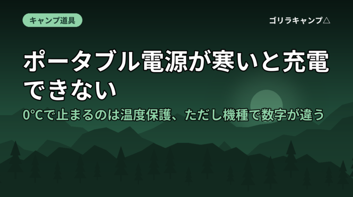 ポータブル電源が寒いと充電できない｜0℃で止まるのは温度保護、ただし機種で数字が違う